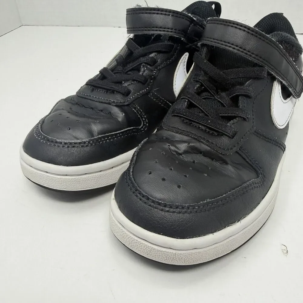 NIKE Court Borough Low 2 BQ551-002 Boy’s 2Y Black White Shoes Sneakers Low Top